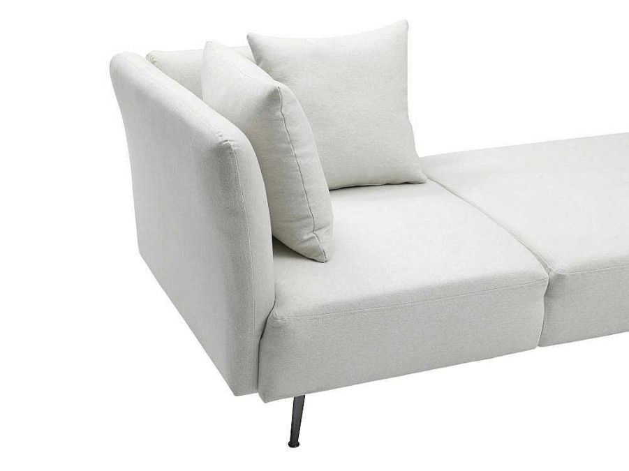 Vente-unique Chaise Longue | Chaise Longue Rechts Van Cremekleurige Stof Napasa