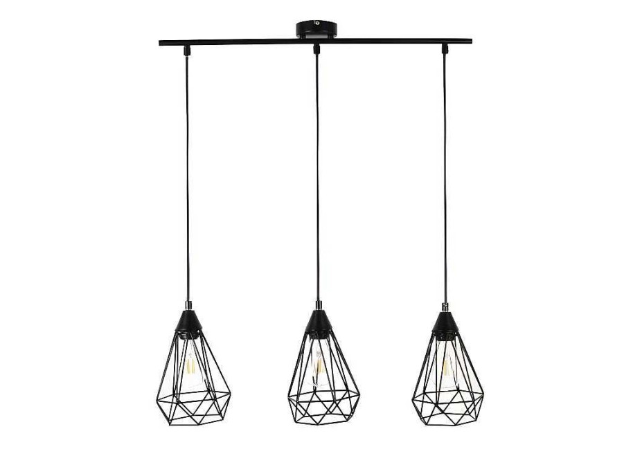 OZAIA Hanglamp | Hanglamp Met 3 Peertjes Scandinavische Stijl Euripide - Metaal - 68 X 16,5 X 132 Cm - Zwart