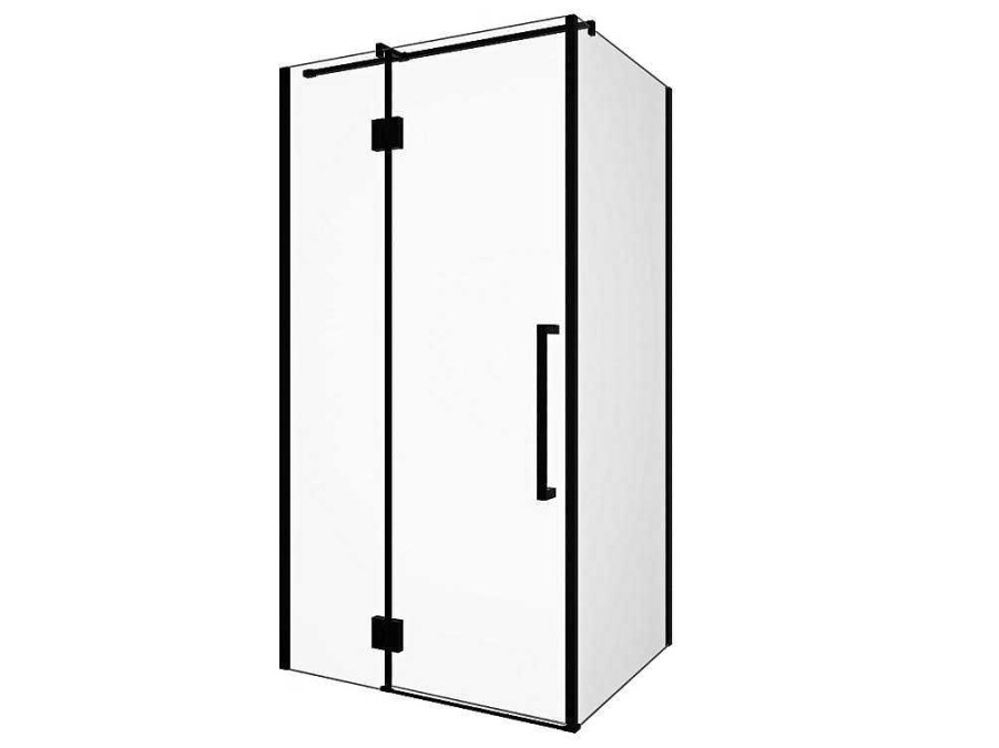 Shower & Design Douchewand | Vast Douchescherm Met Matzwarte Taatsdeur In Industriele Stijl - 80 X 100 X 190 Cm - Princeton