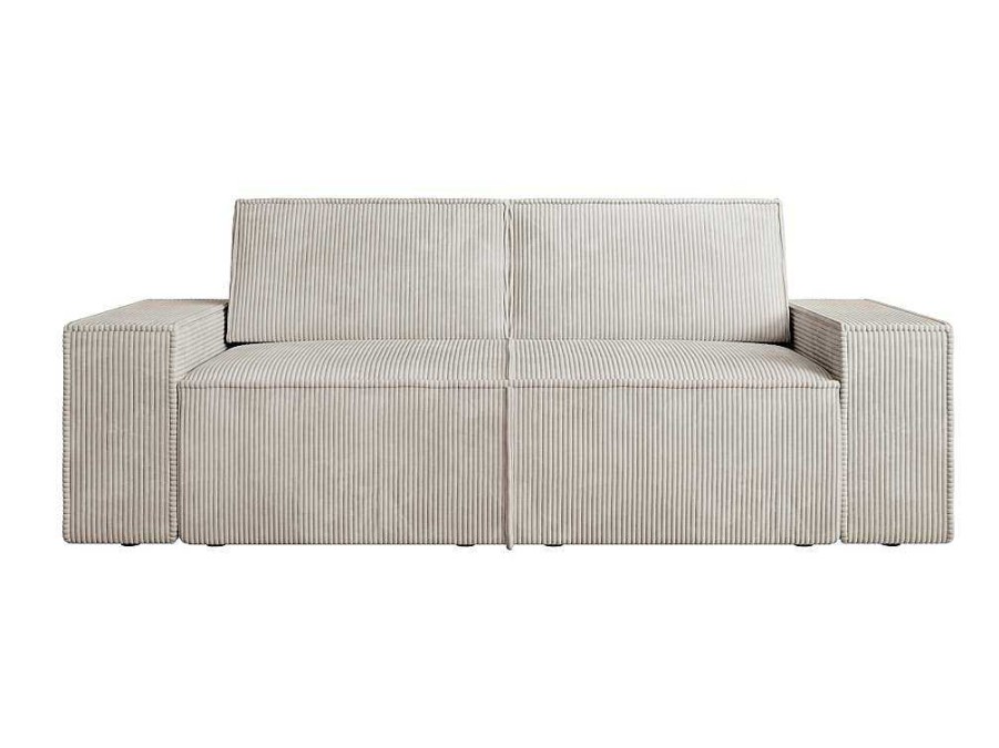 Vente-unique 2En 3-Zitsbank | Zitbank 2 Plaatsen Beige Ribfluweel Amelia