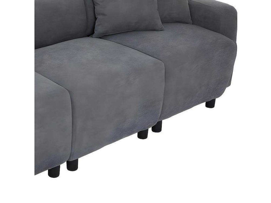 ModernLuxe Driezitsbank | 3-Zitsbank In Chenille-Stof Met 2 Kussens - Slaaphoogte 211 Cm - Grijs