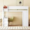 Vente-unique Kinderbed | Hoogslaper 90 X 200 Cm Met Bureau + 2 Laden - Kledingkast Met Schuifdeur - Mdf Hout - Wit