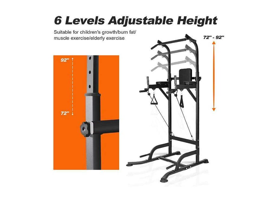 Vente-unique Fitness | Multifunctionele Power Tower Dip Station Optrekstang Met Verstelbare Hoogte