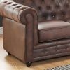 Vente-unique Set Zitbank + Fauteuil | Driezitsbank En Fauteuil Chesterfield Van Microvezel Met Vintage Look