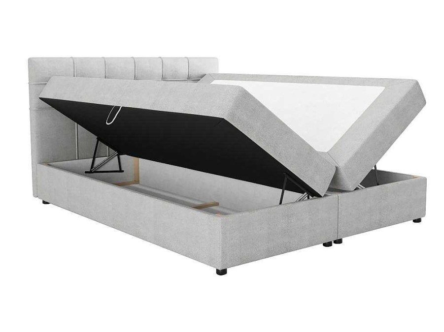 Ysmée Boxspringbed | Set Bed Met Hoofdbord Met Capitons + Bedbodem Met Opbergruimte + Matras+ Dekmatras - 160 X 200 Cm - Stof - Lichtgrijs - Kida Van Ysmee