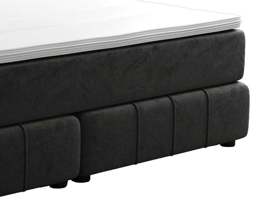 Ysmée Boxspringbed | Complete Set Met Boxspring En Hoofdbord + Bedbodem + Matras + Topmatras - 180 X 200 Cm - Fluweel - Donkergrijs - Hida Van Ysmee