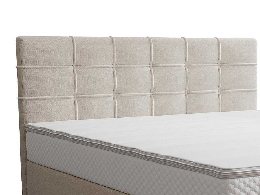 Ysmée Boxspringbed | Complete Set Met Boxspring En Gecapitonneerd Hoofdbord + Bedbodem + Matras + Topmatras - 160 X 200 Cm - Stof - Beige - Inao Van Ysmee