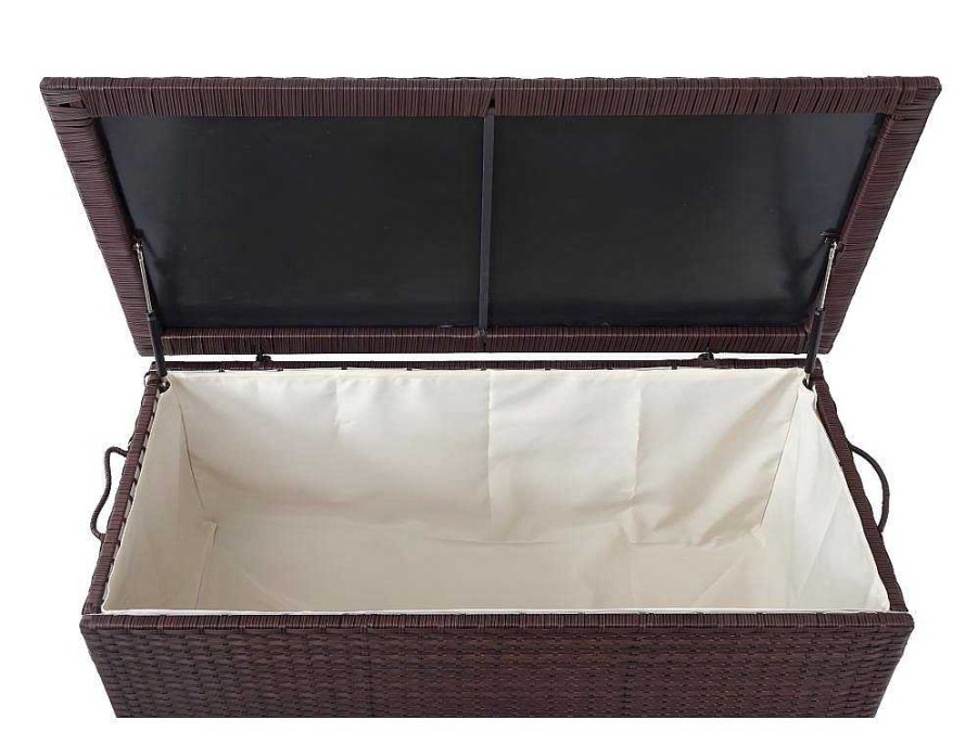 Vente-unique Tuinopslag | Kussenbox Van Polyrattan Mcw-D88 Iii, Premium Bruin, 51X115X59Cm 250L