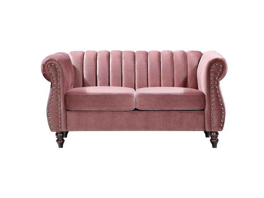 Vente-unique Tweezitsbank | Tweezits-Chesterfield-Bank Van Oudroze Velours Trumbo