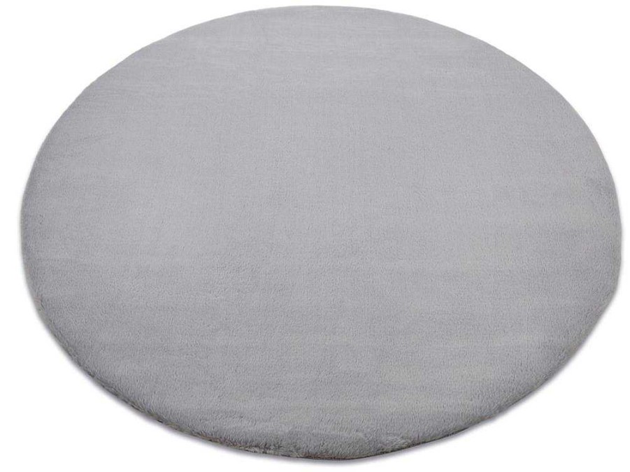 RugsX Tapijt Rond | Tapijt Bunny Rond Zilver Imitatie Konijnenvacht Cercle 160 Cm