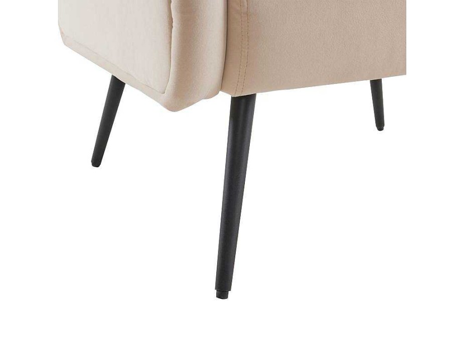 ModernLuxe Fauteuil Stof Fluweel / Suedine | Moderne Loungestoel - Enkele Bank Met Armleuningen - Metalen Poten - Beige