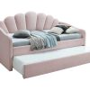 Vente-unique Bed Met Slaaplade | Uitschuifbaar Bed 2 X 90 X 190 Cm - Velours - Roze - Elusia