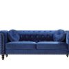 Vente-unique Chesterfield Zitbank | Driezitsbank In Koningsblauw Fluweel Turner