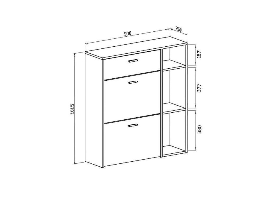 Skraut Home Schoenenkast | Zapatero Furniture, Windmodel, 90X26X101.5Cm, Tegroep Hall En Hall, Grijs En Eiken, Moderne Stijl