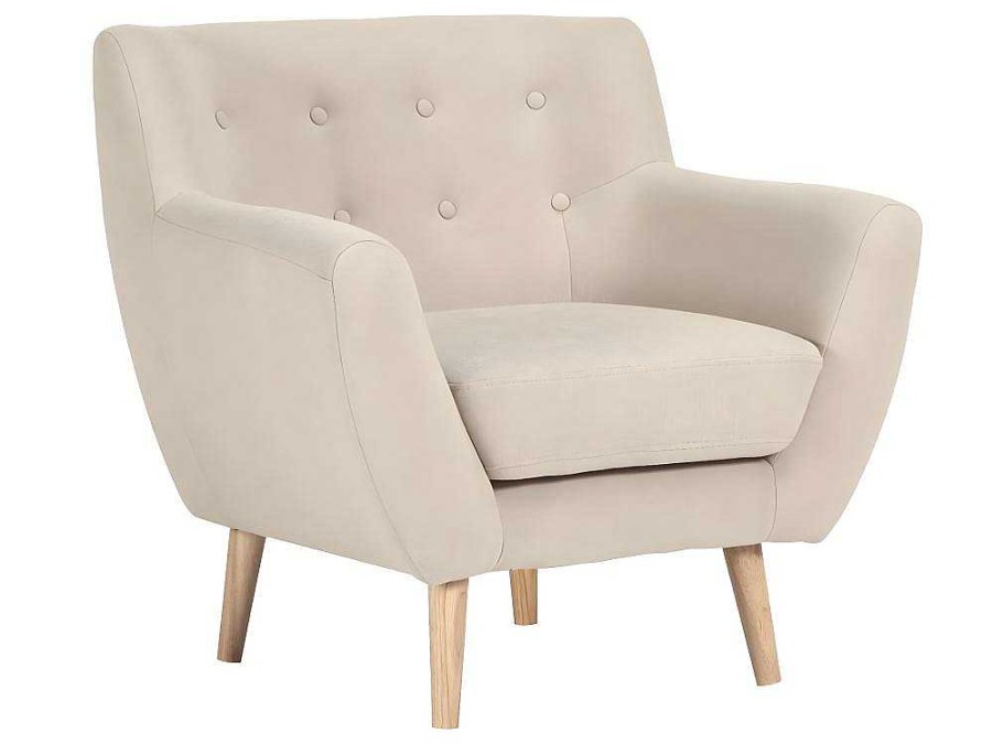 Vente-unique Fauteuil Met Holle Rugleuning | Monte Fauteuil Zandkleurig.