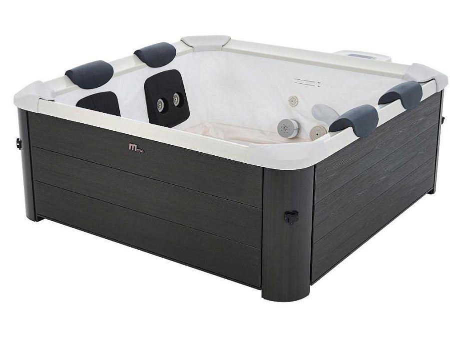 Mspa Home Spa | Antracietgrijze Halfharde Spa Met 6 Plaatsen Met Ledverlichting En Accessoires - 128 Stralen - L160 X B160 X H65 Cm - Napuka Van Mspa