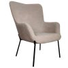 Vente-unique Fauteuil Met Holle Rugleuning | Glasgow Fauteuil Boucle Bruin.