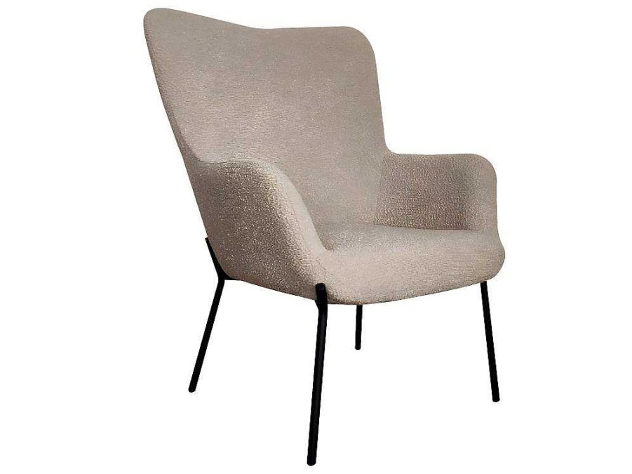 Vente-unique Fauteuil Met Holle Rugleuning | Glasgow Fauteuil Boucle Bruin.