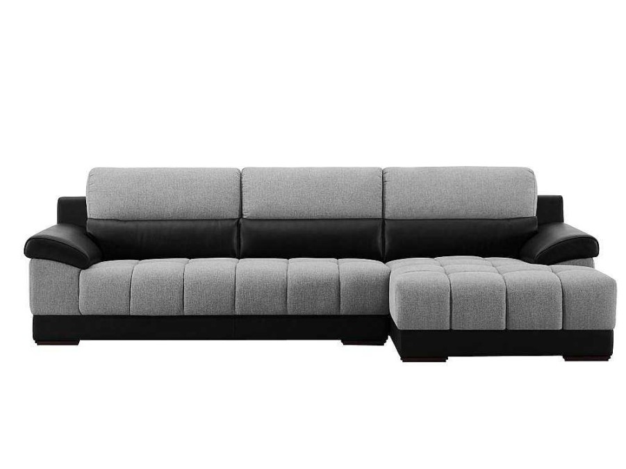 LINEA SOFA Aanbiedingen: Zitbank & Fauteuil | Hoekbank In Zwart En Grijze Stof En Leer - Hoek Rechts - Aragon