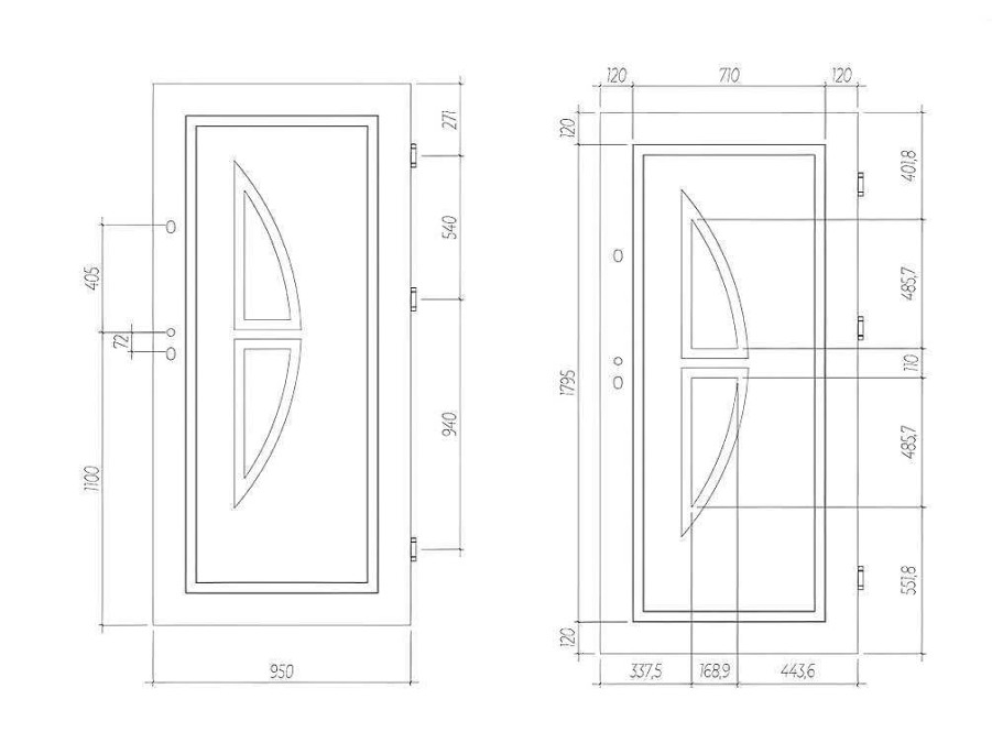 Vente-unique Voordeur | Deur Van Geglazuurd Staal En Inox H.207 X B.100 Cm Antraciet - Rechts Duwen - Covas