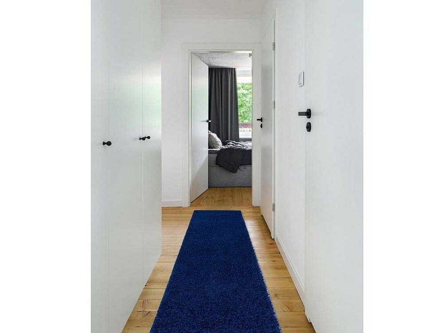 RugsX Tapijt Hoogpolig | Tapijt, Vloerbekleding Soffi Shaggy 5Cm Blauw - Voor Keuken, Naar De G 60X300 Cm