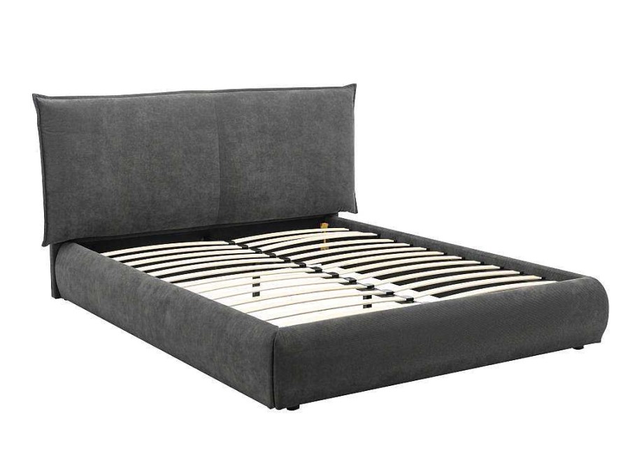 Vente-unique Fluwelen Bed | Bed 160 X 200 Cm - Ribfluweel - Antraciet - Sonetri