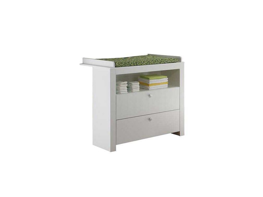 Vente-unique Babymeubel | Olja Commode Met 2 Lades En 1 Plank, Wit.