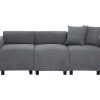 ModernLuxe Driezitsbank | 3-Zitsbank In Chenille-Stof Met 2 Kussens - Slaaphoogte 211 Cm - Grijs