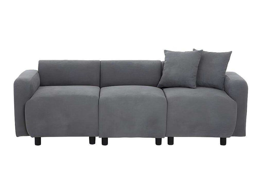 ModernLuxe Driezitsbank | 3-Zitsbank In Chenille-Stof Met 2 Kussens - Slaaphoogte 211 Cm - Grijs