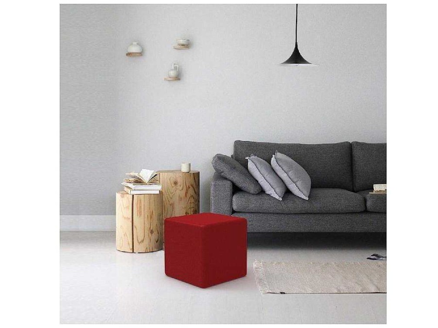 EPIKASA Aanbiedingen: Zitbank & Fauteuil | Milena Pouf, Rood, 34X34X37 Cm, Epikasa