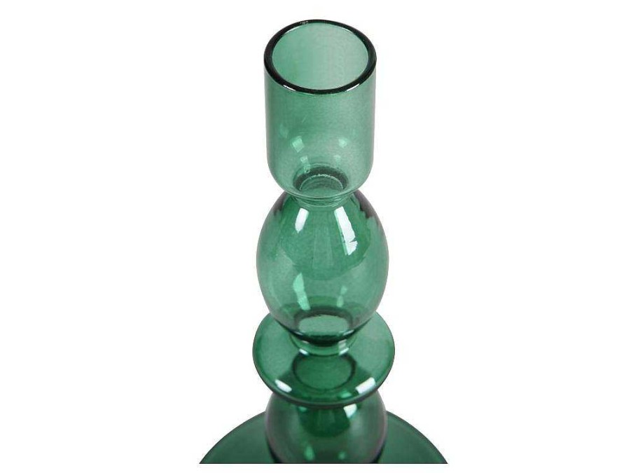 OZAIA Aanbiedingen: Woonaccessoires | Set Van 2 Kandelaars - D9 X H21 Cm En D9 X H18,5 Cm - Glas - Groen - Kandie