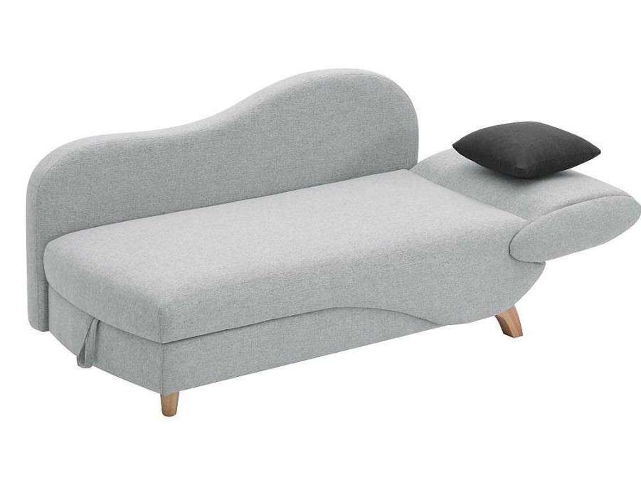 Vente-unique Chaise Longue | Slaapbank Van Lichtgrijze Stof Met Opbergruimte - Hoek Links - Penelope