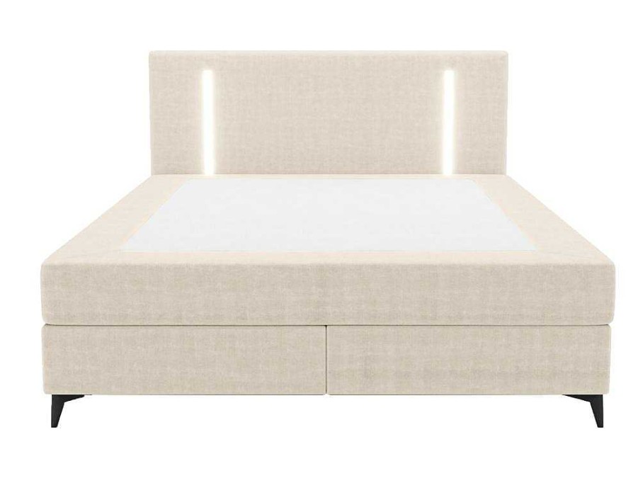 Ysmée Boxspringbed | Set Boxspring Met Hoofdbord Met Ledverlichting + Bedbodem + Matras + Dekmatras - 160 X 200 Cm - Stof - Beige - Ono Van Ysmee