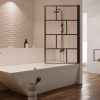 Shower & Design Badscherm | Draaibaar Badscherm Met Industriele Stijl - 80 X 140 Cm - Mat Zwart - Glas - Rivanon