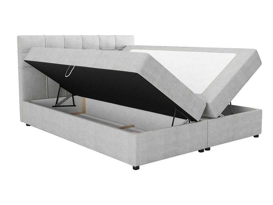 Ysmée Boxspringbed | Set Bed Met Hoofdbord Met Capitons + Bedbodem Met Opbergruimte + Matras + Dekmatras - 180 X 200 Cm - Stof - Lichtgrijs - Kida Van Ysmee