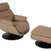 Vente-unique Fauteuil Leer | Relaxfauteuil Met Kruk Mcw-K99, Taupe