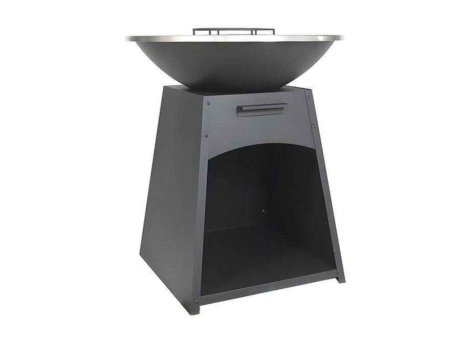 Vente-unique Buitenkeuken | Barbecue/Plancha/Vuurkorf Van Staal - L81 X B81 X D96 Cm - Zwart - Corvera