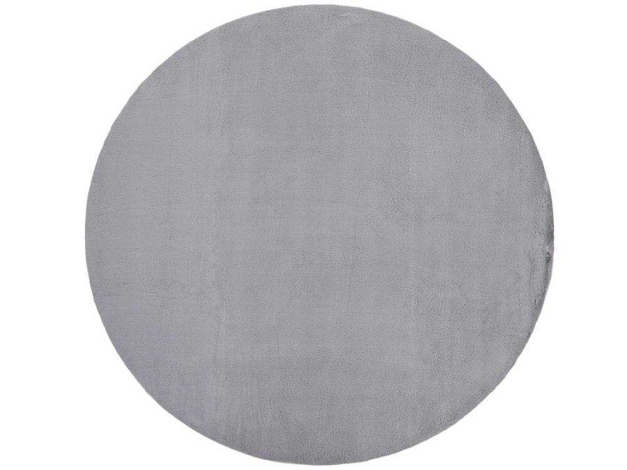 RugsX Tapijt Rond | Tapijt Bunny Rond Zilver Imitatie Konijnenvacht Cercle 100 Cm