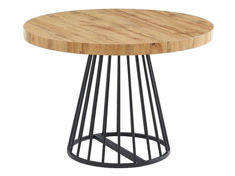 Vente-unique Eettafel | Uitschuifbare Eettafel 2 Tot 12 Plaatsen Van Mdf En Staal - Naturel En Zwart - Firela