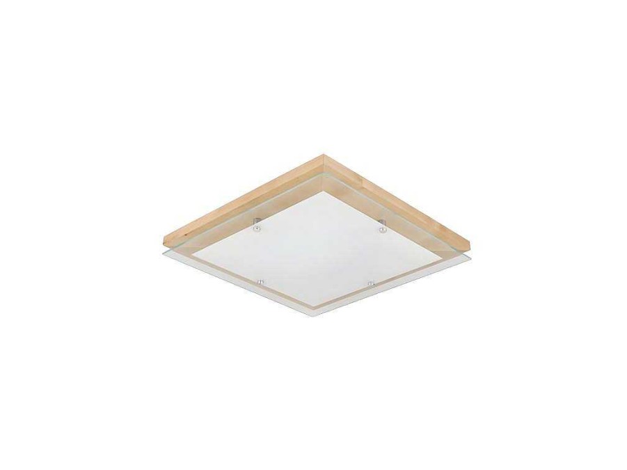 EPIKASA Plafondlamp | Finn Plafondlamp, Eik, Chroom, Wit, 40X40X6,5 Cm, Epikasa