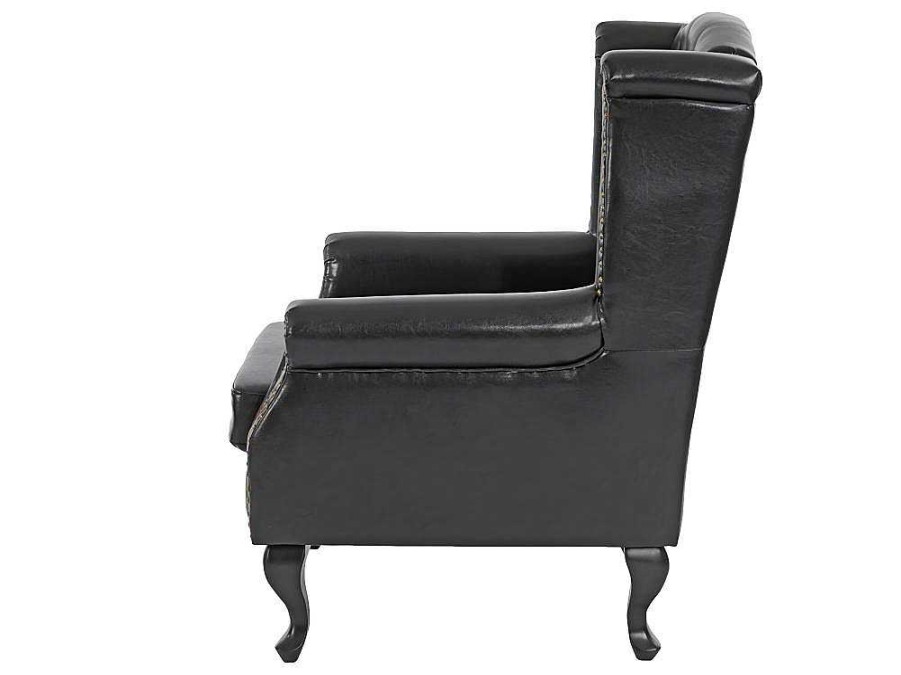 Vente-unique Fauteuil Met Holle Rugleuning | Oxford Fauteuil, Zwart Zonder Voetenbank