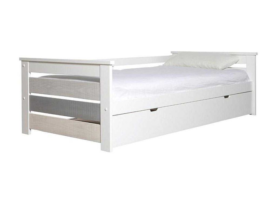 Vente-unique Bed Met Slaaplade | Onderschuifbed Celiane - 2 X 90 X 190 Cm - Mdf - Wit