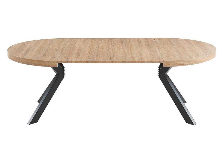 Vente-unique Eettafel | Uitschuifbare Eettafel 4 Tot 8 Plaatsen Van Mdf En Staal - Naturel En Zwart - Komoni