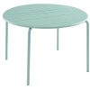 MYLIA Tuinset | Ronde Metalen Tuintafel Mirmande - D.110 Cm - Amandelgroen