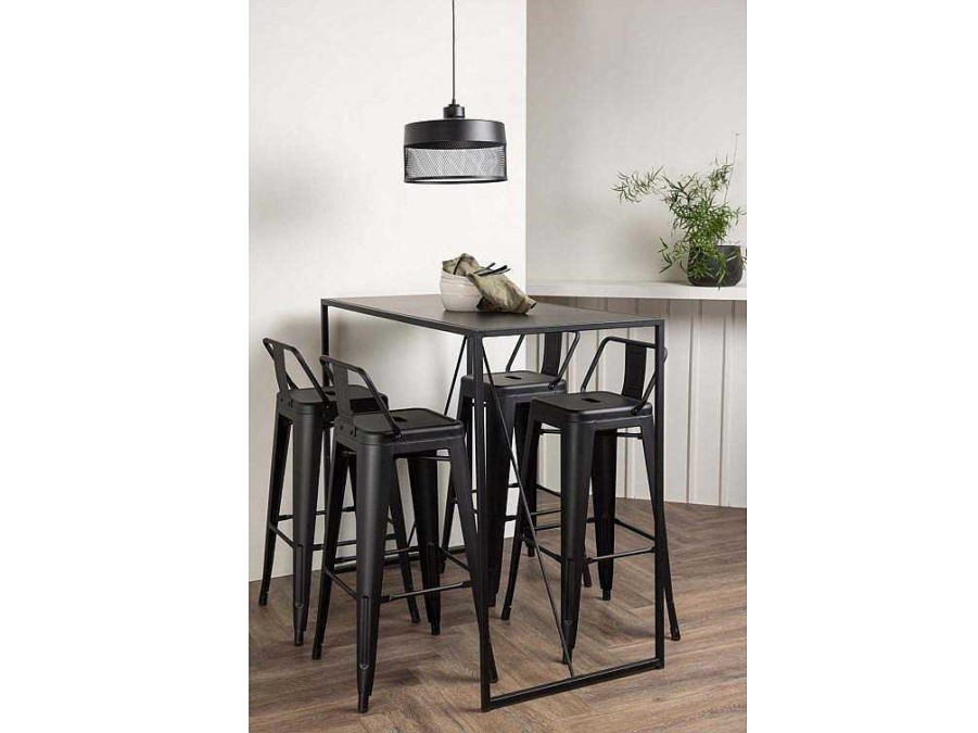 Vente-unique Barmeubel | Brea Barmeubelset Bartafel Zwart En 4 Tempe Barstoelen Zwart.