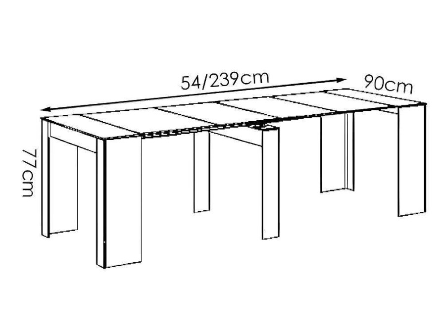 Vente-unique Sidetable | Uittrekbare Sidetabletafel Onega - 10 Personen - 4 Verlengstukken - Kleur: Eiken