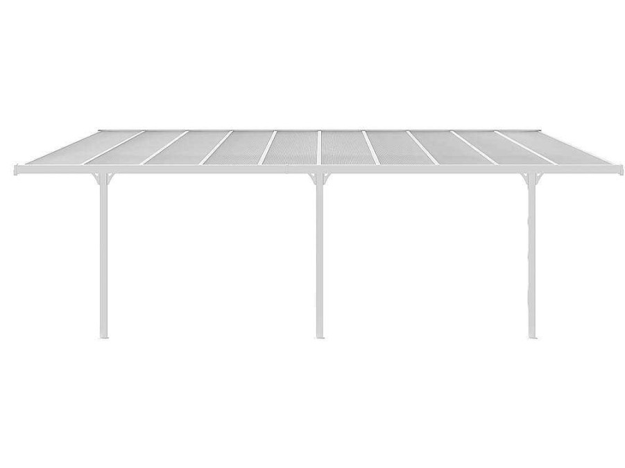 EXPERTLAND Prieel, Pergola, Gazebo En Kiosk | Aanleunende Carport In Aluminium 18,8 M - Wit - Alvaro