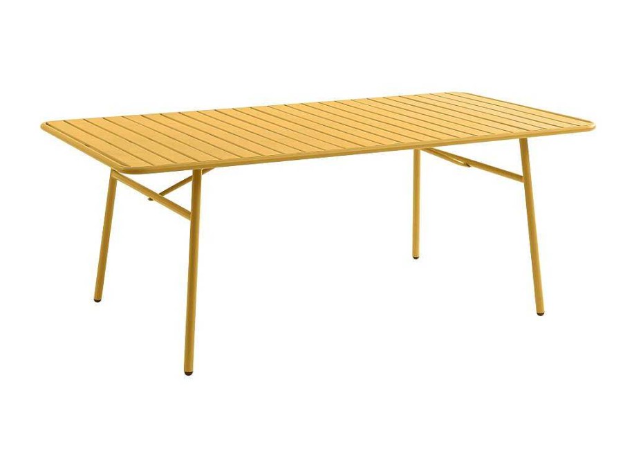 MYLIA Tuinset | Tuintafel D160 Cm Van Metaal - Mosterdgeel - Mirmande Van Mylia