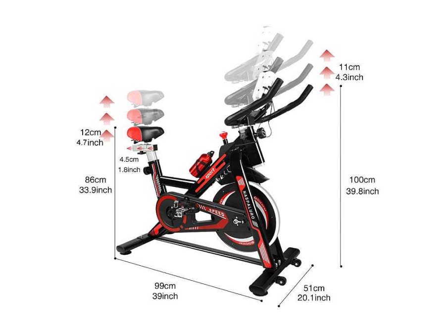 Vente-unique Fitness | Spin Bike Stationaire Indoor Cycling Bike Met Riemaandrijving 8Kg Vliegwiel