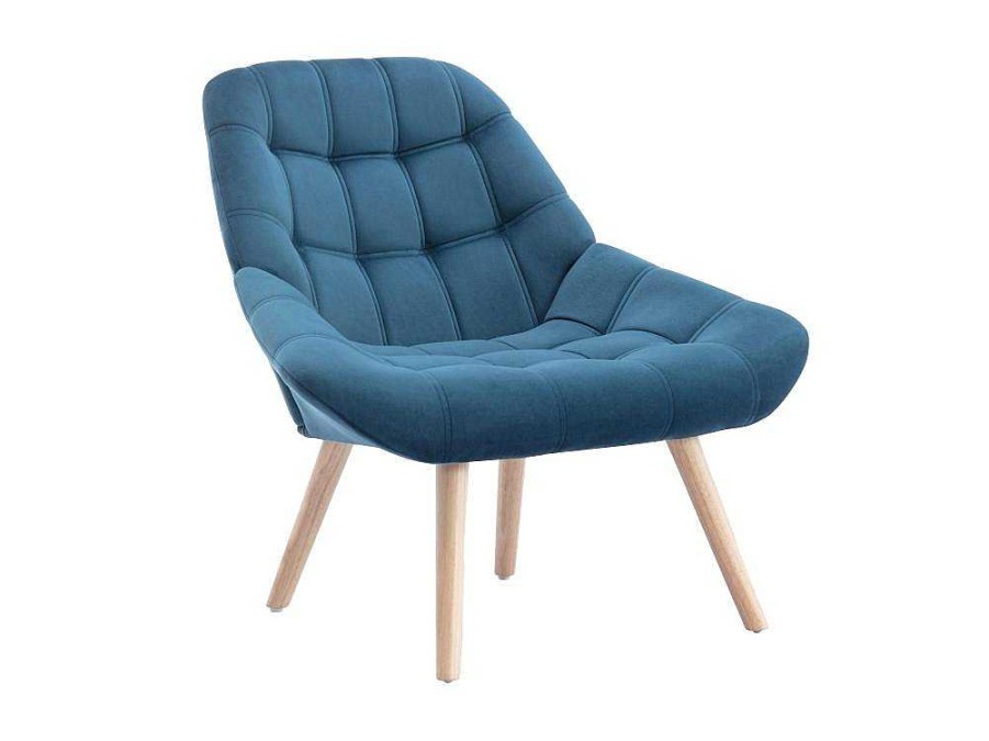 Vente-unique Fauteuil Stof Fluweel / Suedine | Fauteuil Van Blauwgroen Fluweel - Luosto